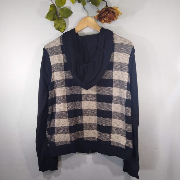 Hem & Thread Plaid Full Zip Hooded Sweatshirt - Picture 4 of 4